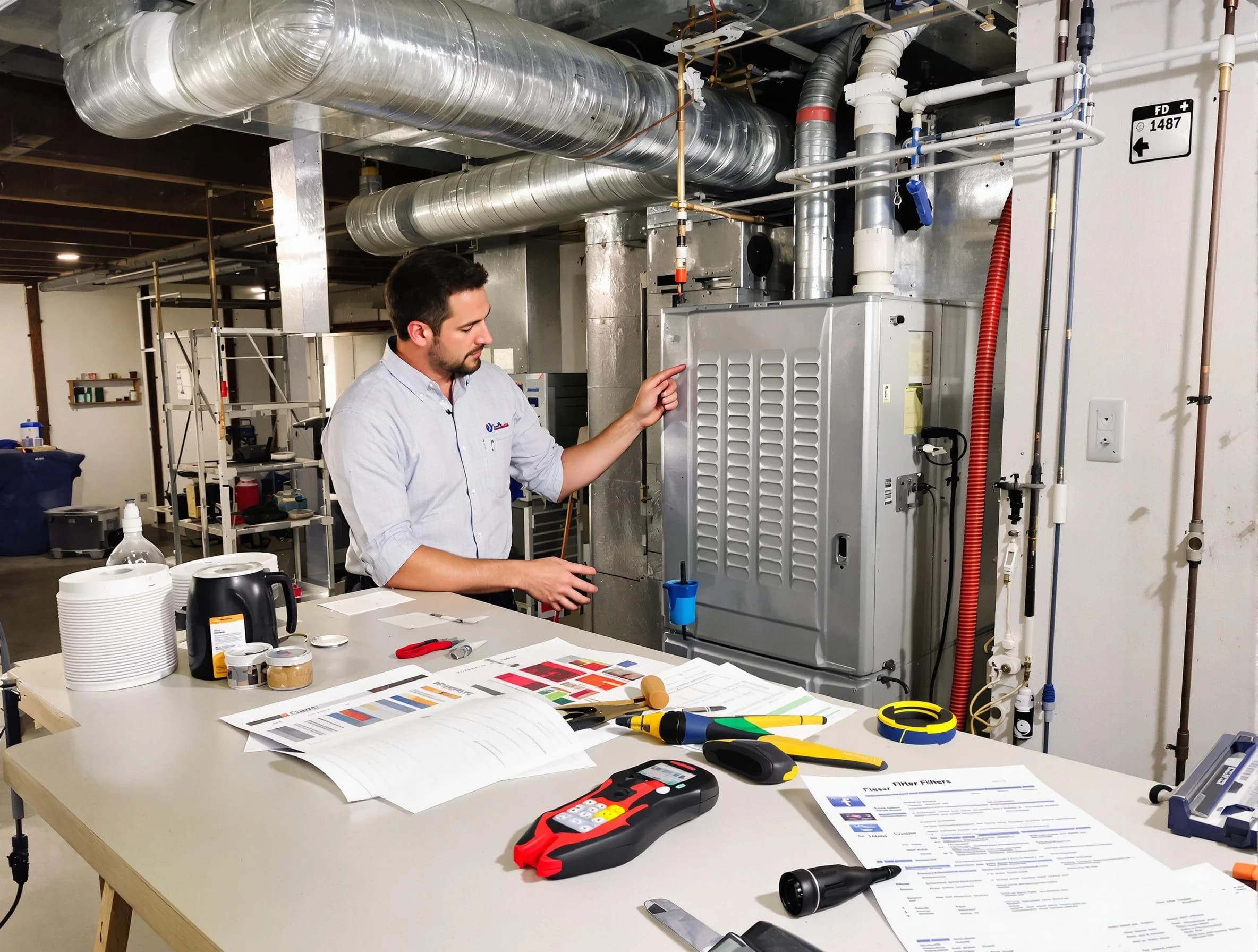 Dumbarton Air Duct Cleaning inspector conducting detailed filter system evaluation using professional diagnostic tools in Dumbarton