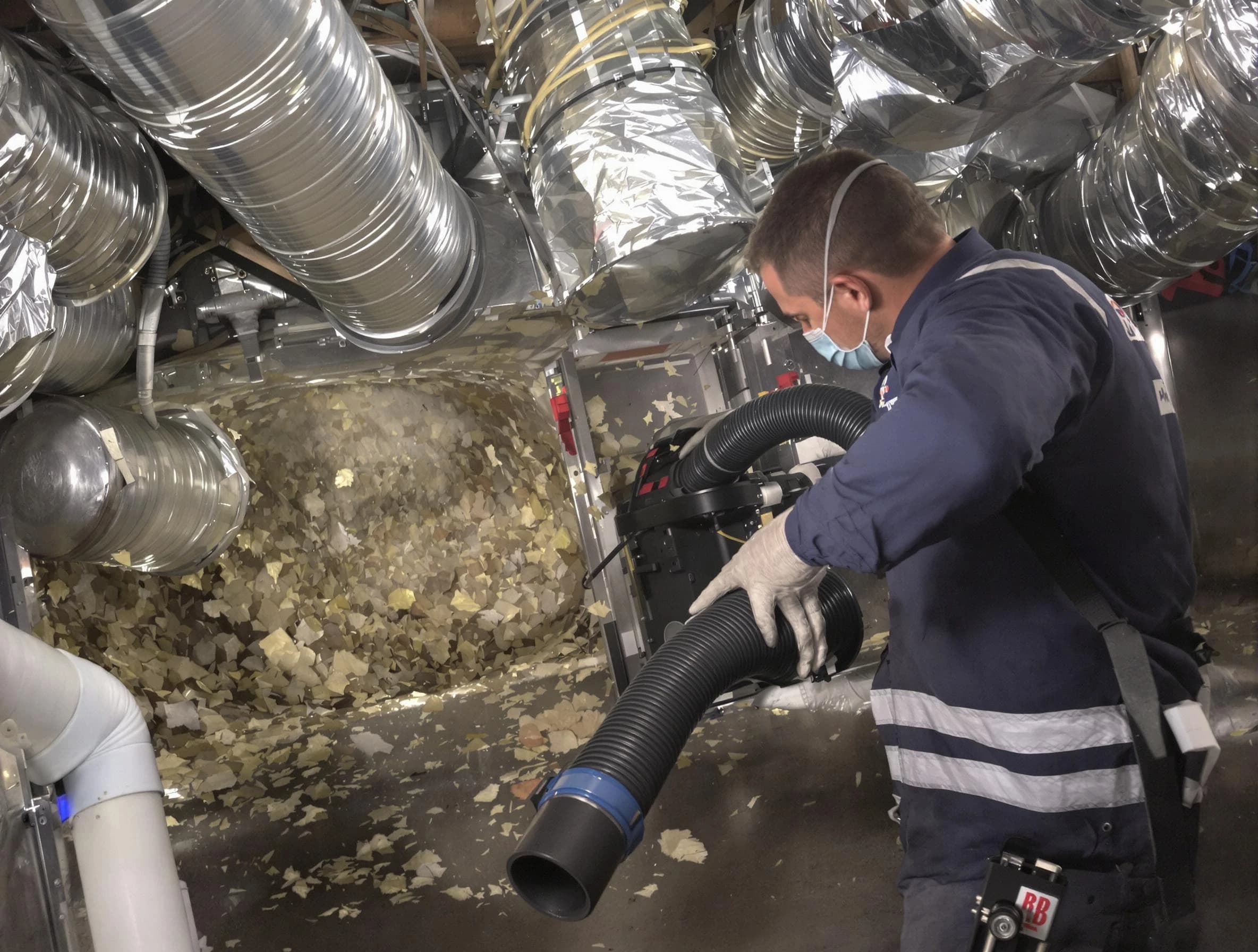 Dumbarton Air Duct Cleaning specialist operating negative pressure cleaning equipment for thorough duct maintenance in Dumbarton