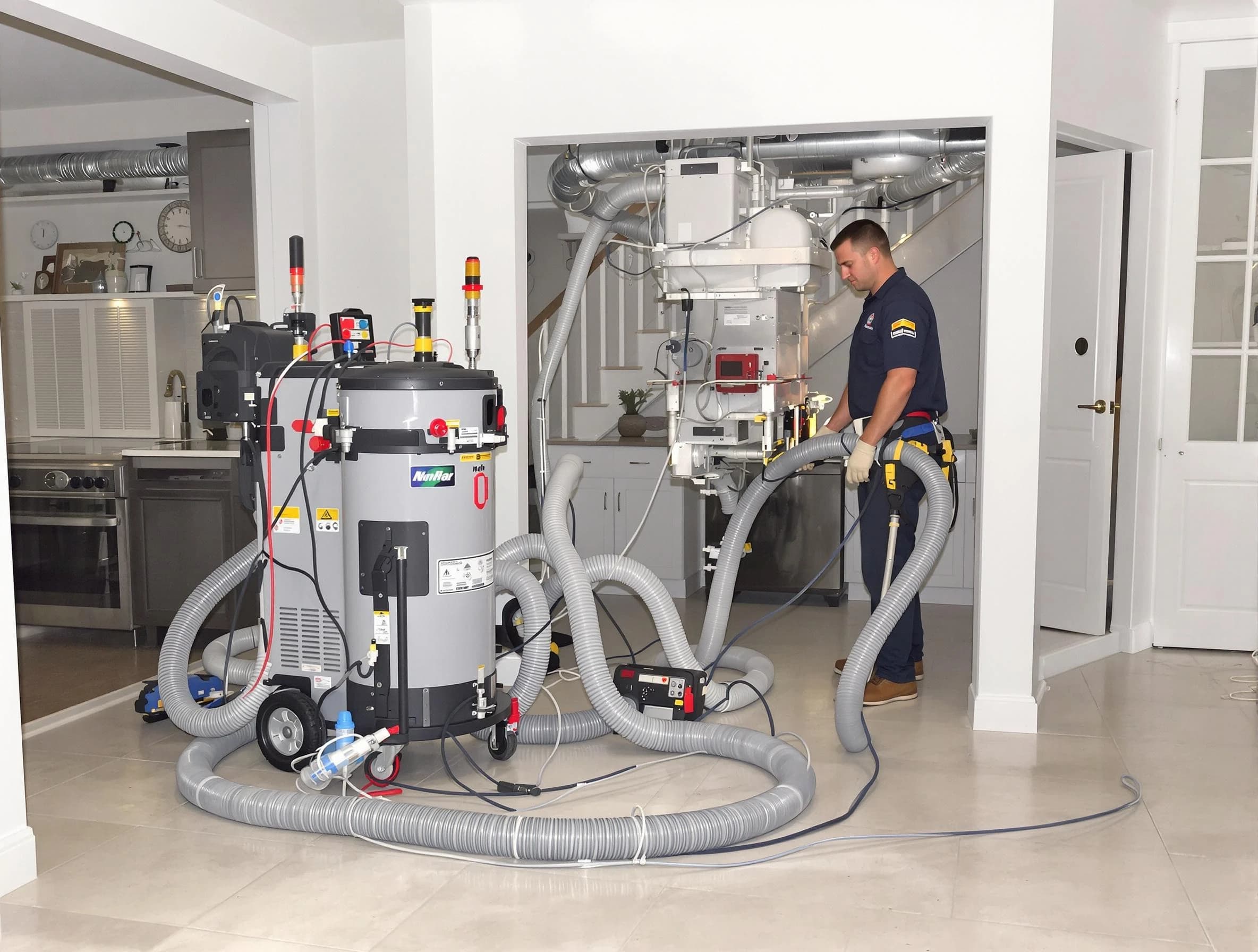 Dumbarton Air Duct Cleaning technician operating negative pressure cleaning equipment for thorough duct maintenance in Dumbarton