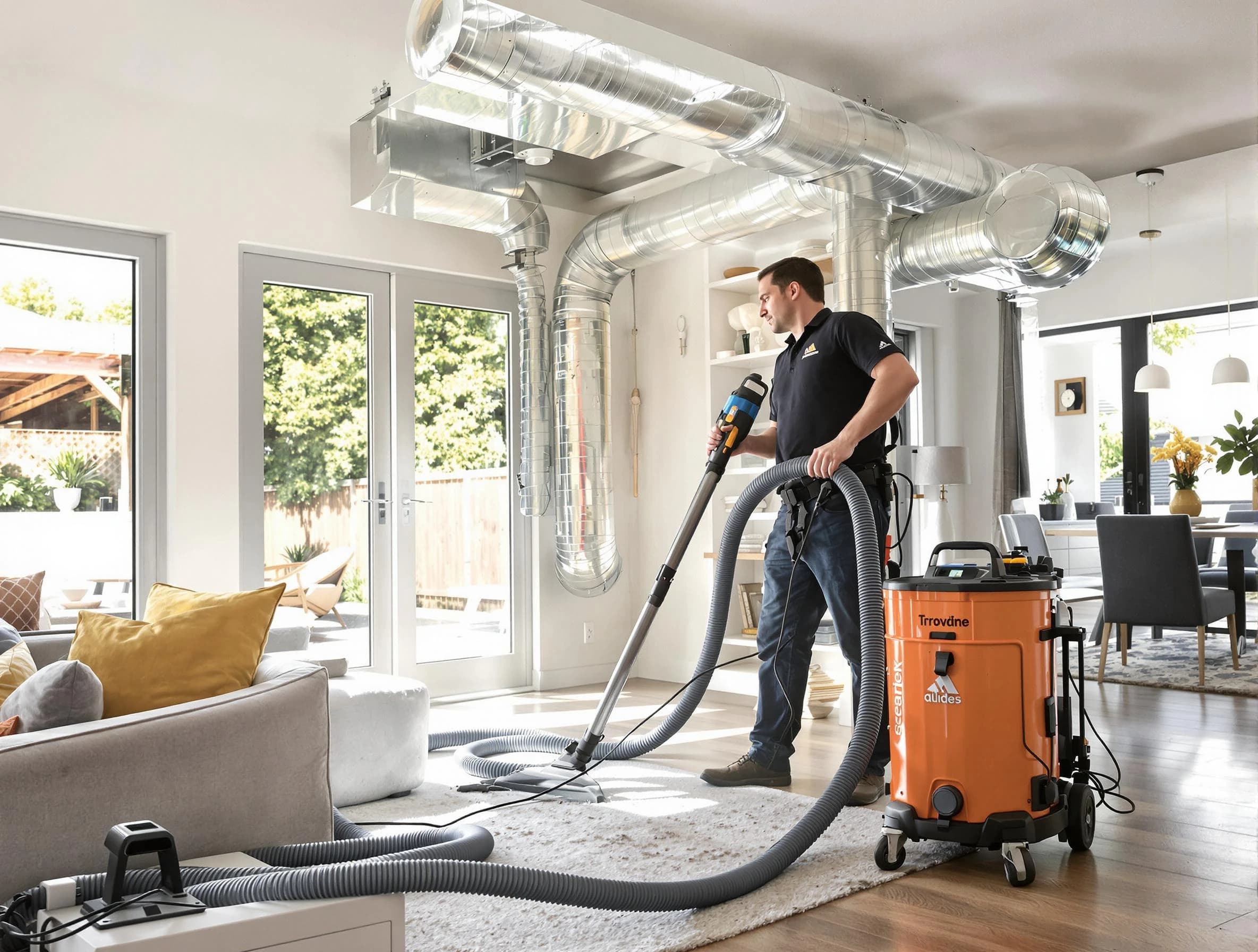 Dumbarton Air Duct Cleaning specialist performing thorough residential duct cleaning using advanced equipment in Dumbarton