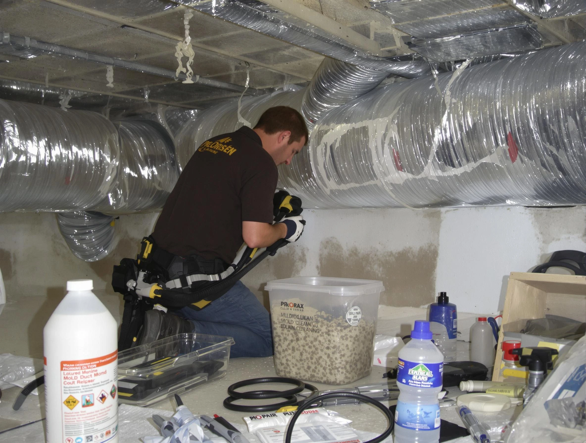 Dumbarton Air Duct Cleaning specialist performing professional mold removal from air ducts in Dumbarton